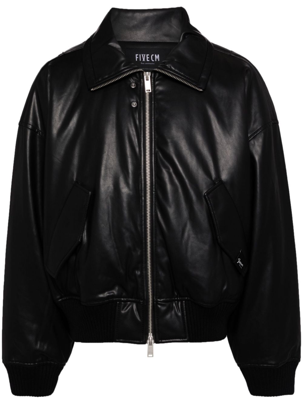 FIVE CM zipped faux leather jacket - Black von FIVE CM