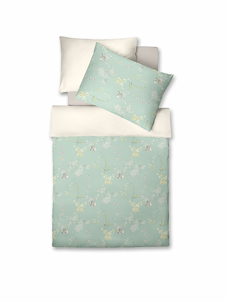 FLEURESSE Satin Bettwäsche BED ART 70x90cm/140x200cm Honeydew mint von FLEURESSE