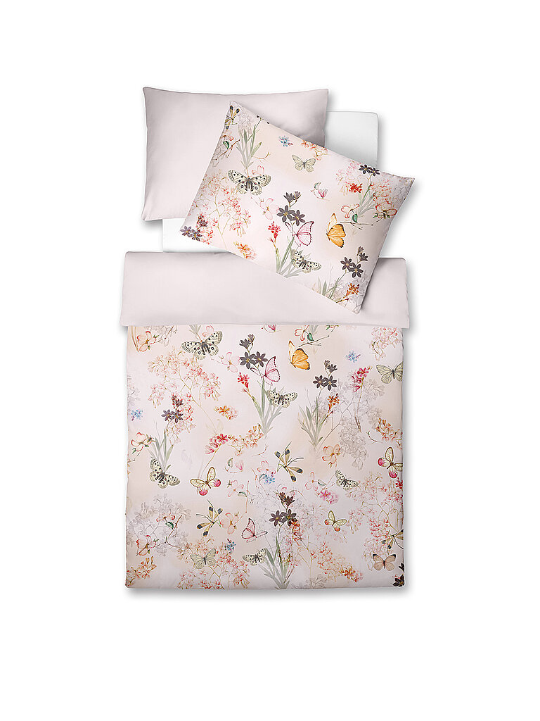 FLEURESSE Satin Bettwäsche FLOWER ART 70x90cm/140x200cm English Rose creme von FLEURESSE