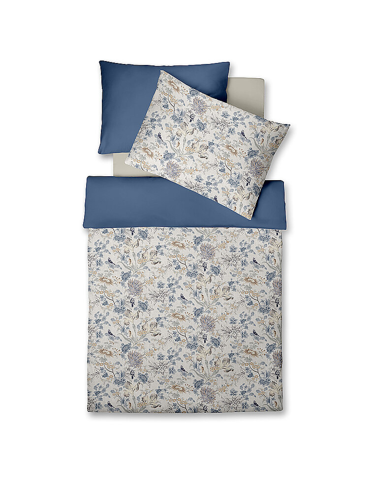 FLEURESSE Satin Bettwäsche MODERN GARDEN 70x90cm/140x200cm Dove blau von FLEURESSE