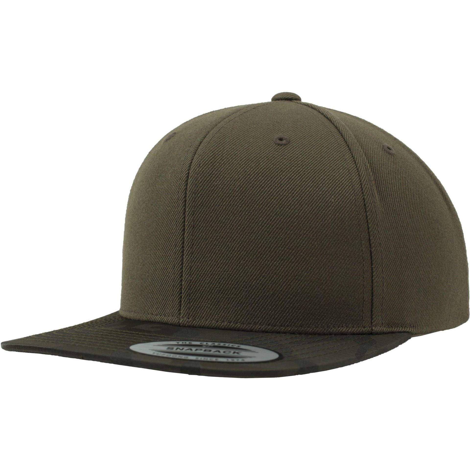 FLEXFIT - Camo Schirm Snapback Kappe, für Damen, Olivegrün, One Size von FLEXFIT