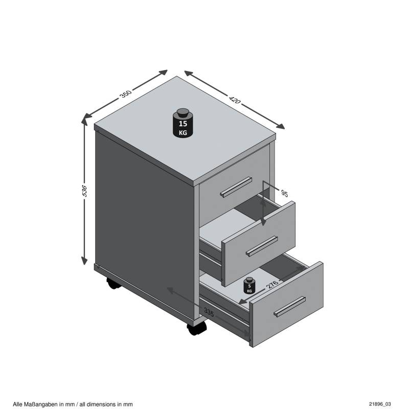 FMD Rollcontainer »Diego 2«, mit 3 Schubkästen von FMD