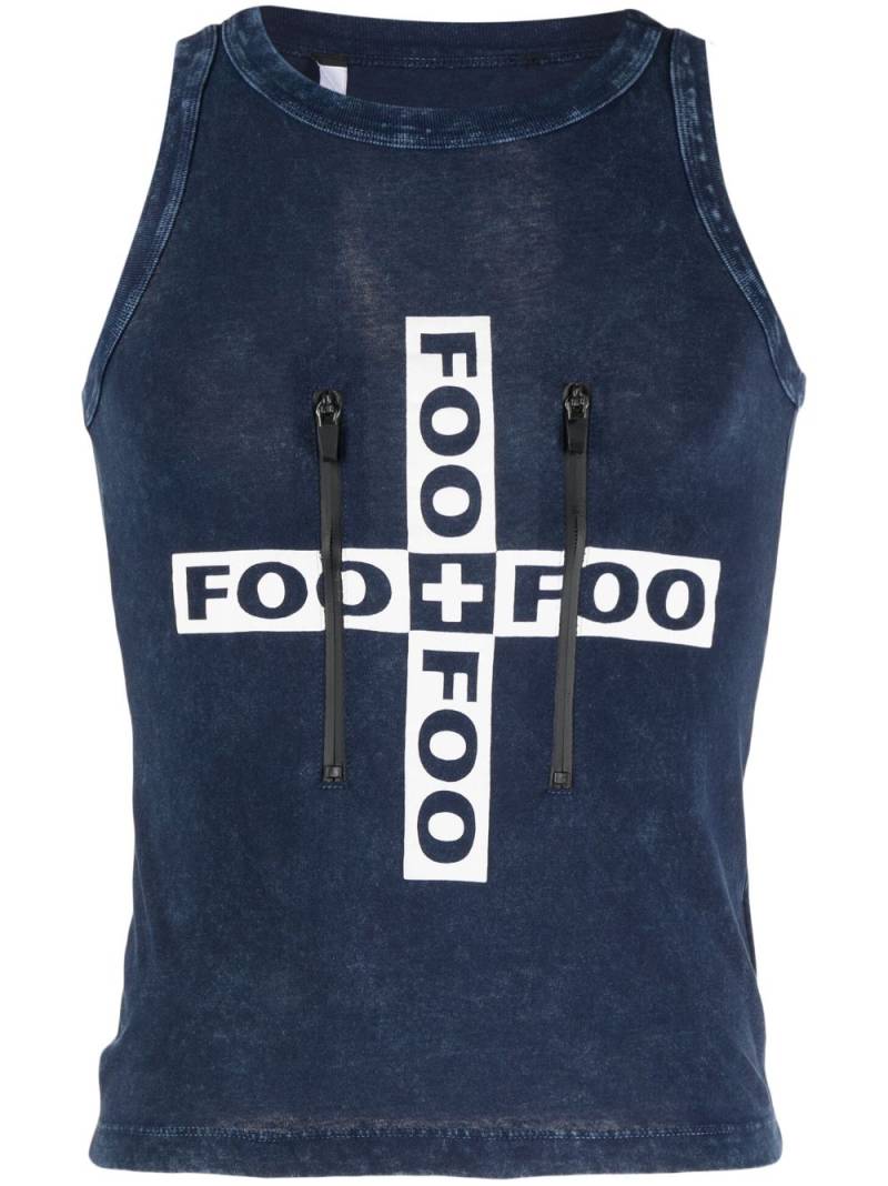 FOO AND FOO logo-printed zip-detailed tank top - Blue von FOO AND FOO