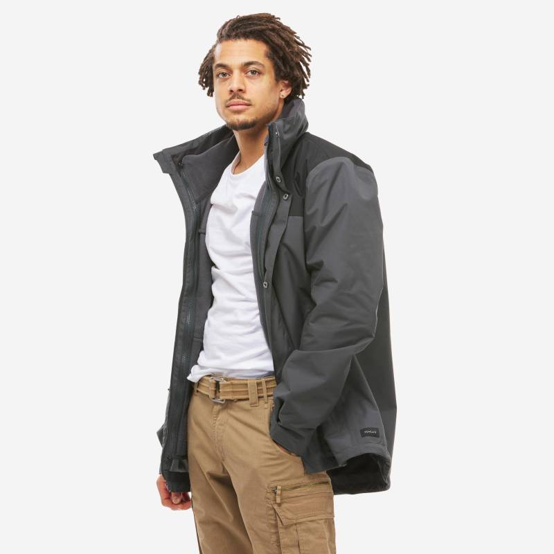 3-in-1-jacke - Travel100 3in1 Herren Gewittergrau 3XL von FORCLAZ