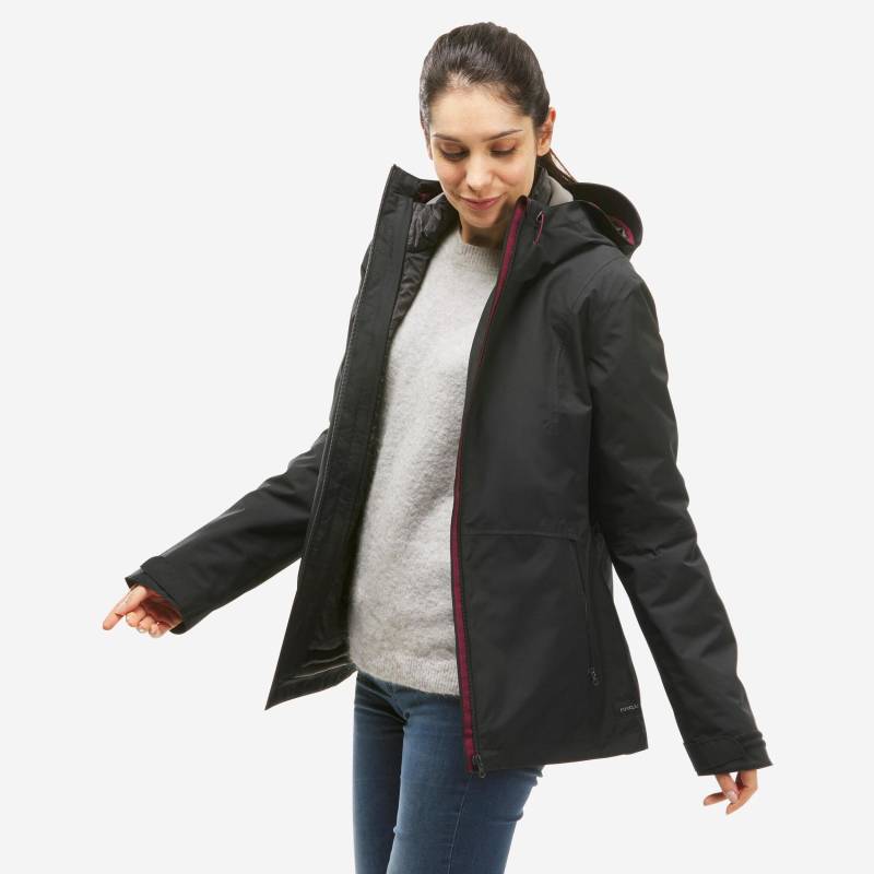 3-in-1-jacke - Travel 500 Damen Schwarz Leicht L von FORCLAZ