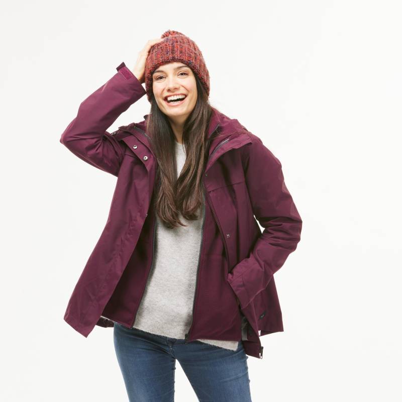 3-in-1-jacke - Travel 100 3in1 Damen Violett Bedruckt M von FORCLAZ