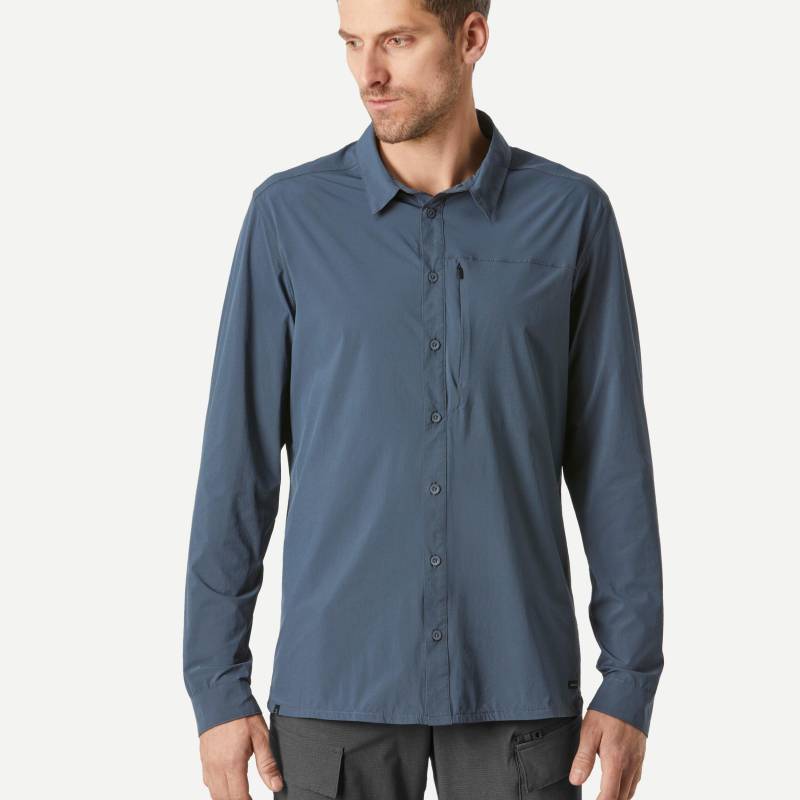 Hemden Langarm - Travel 900 Herren Gewittergrau 52/2XL von FORCLAZ