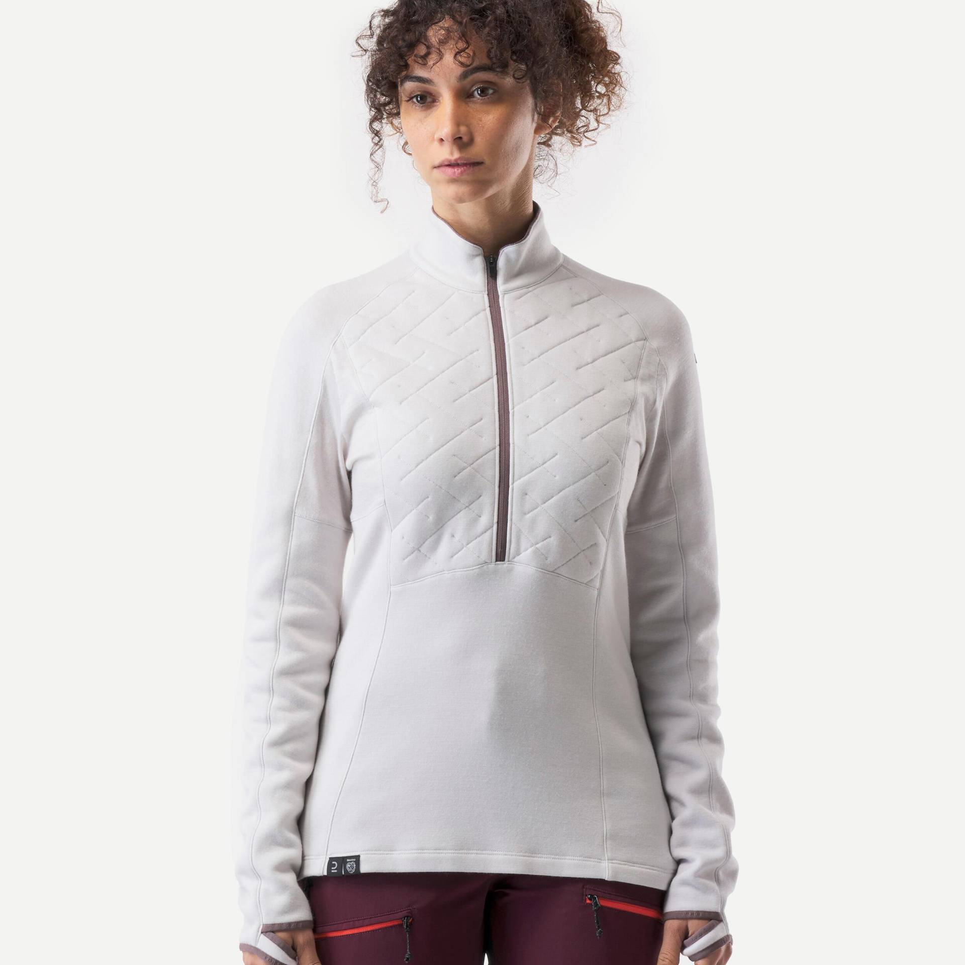 Langarmshirt - Trek 900 Merino Damen Gewittergrau L von FORCLAZ