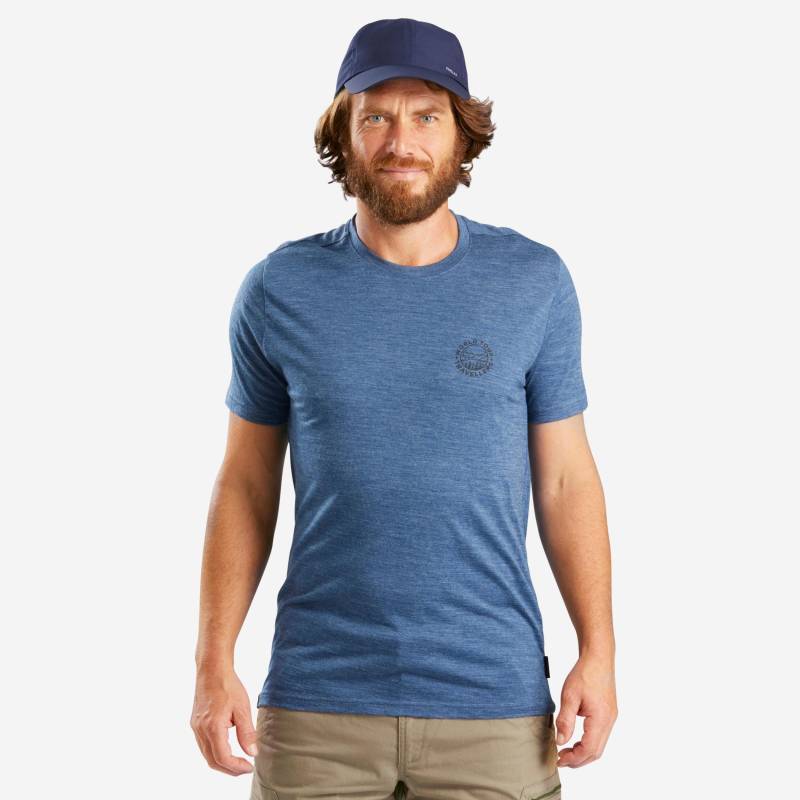 Kurzarmshirt - Travel 500 Herren Blau Bedruckt L von FORCLAZ