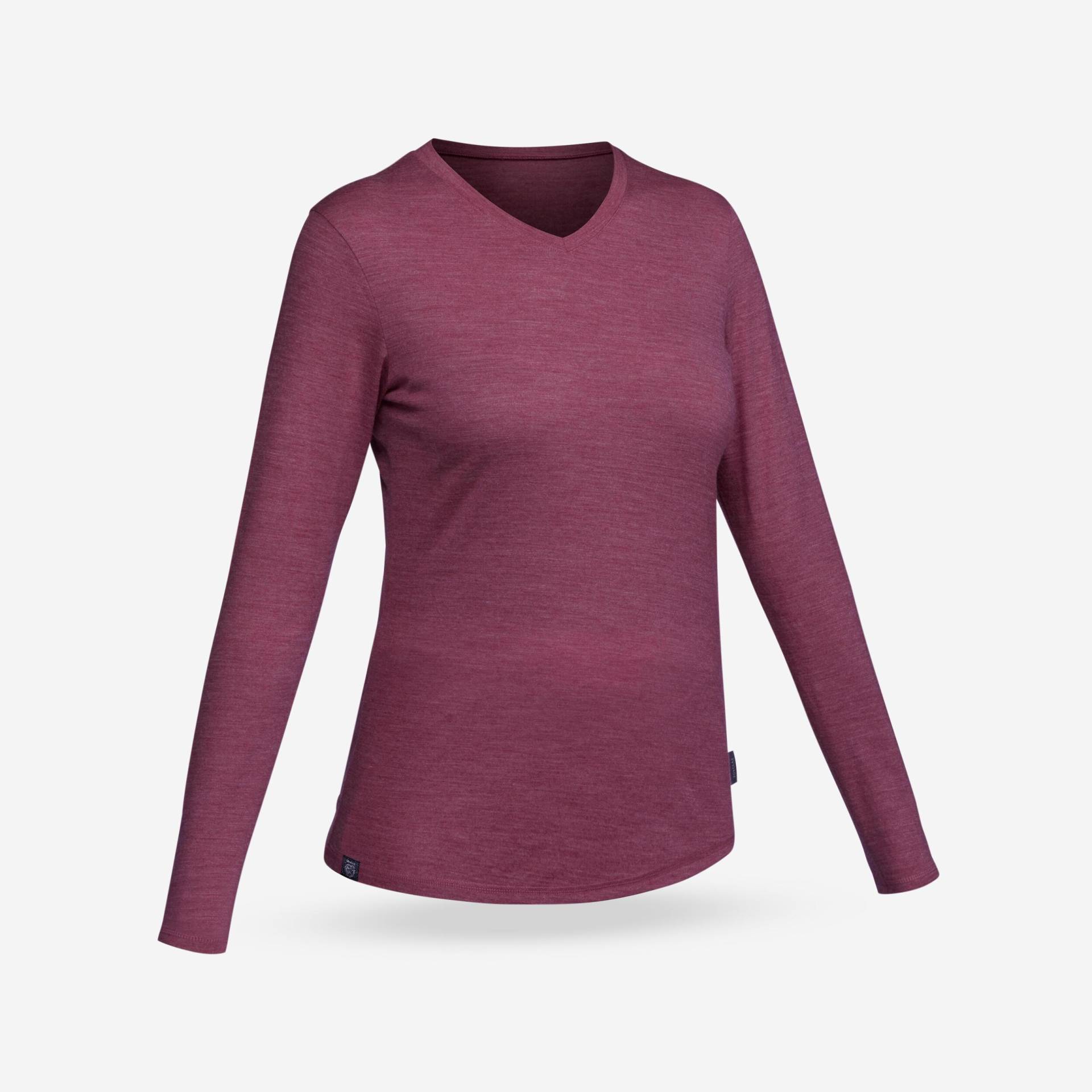 Langarmshirt - Travel 100 Wool Damen Violett Bedruckt S von FORCLAZ