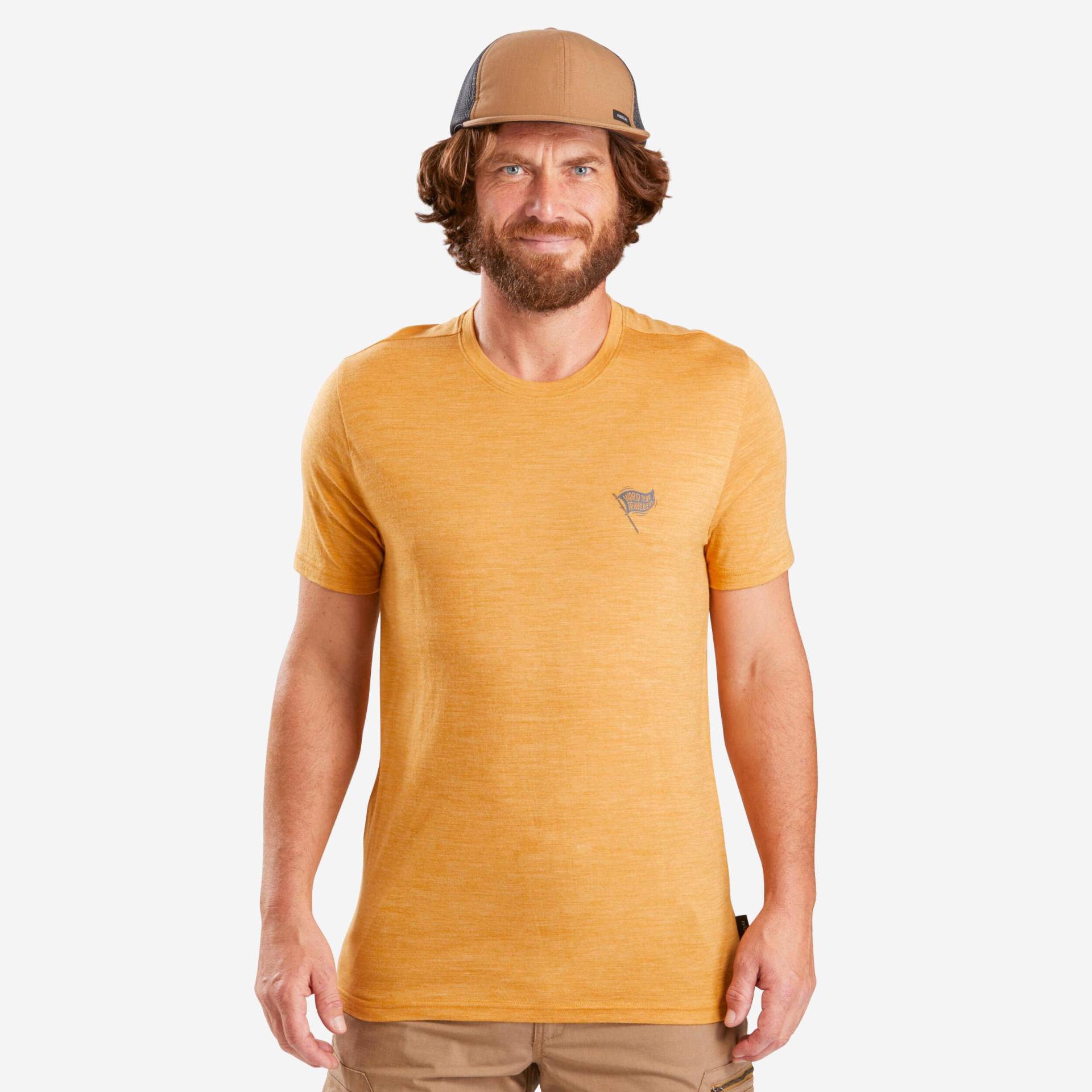 FORCLAZ - Kurzarmshirt TRAVEL 500, für Herren, Camel, Größe L von FORCLAZ