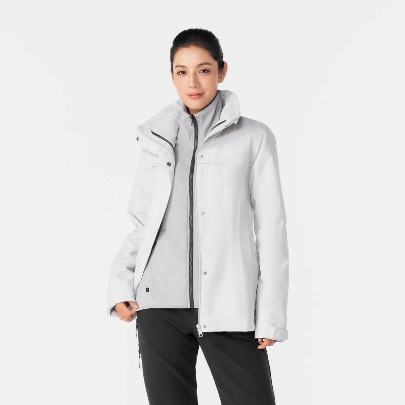 FORCLAZ - 3-in-1-Jacke TRAVEL 100 3in1, für Damen, Silber, Größe XL von FORCLAZ