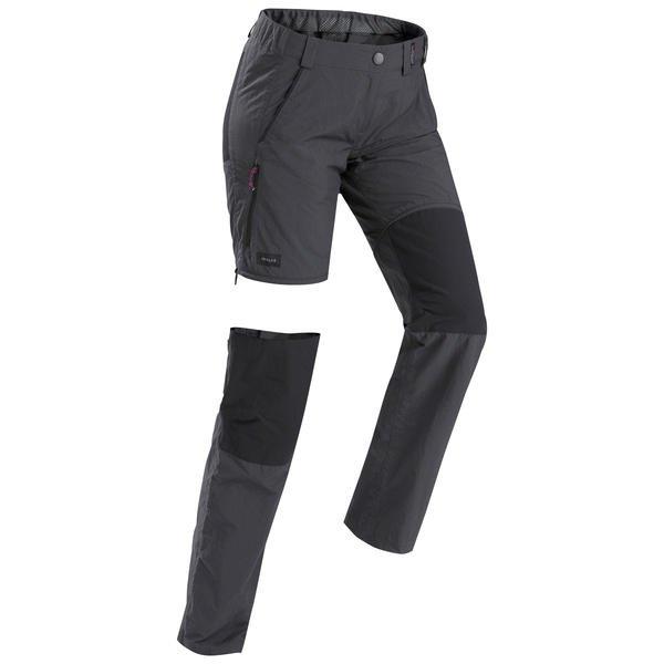 Zip-off-hose Bergtrekking Mt100 2-in-1 Damen Grau Damen Schwarz 42/M/L von FORCLAZ