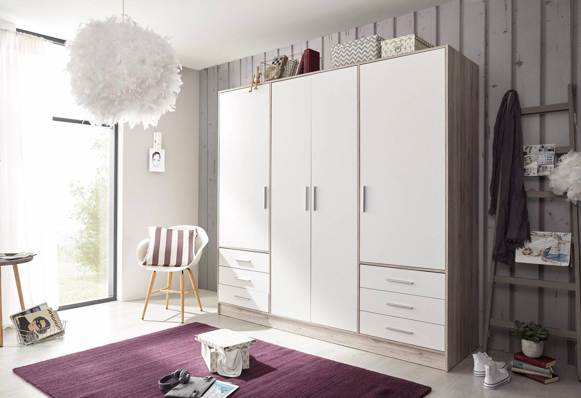 FORTE Kleiderschrank »Jupiter, Made in Europe, mit Schubladen«, (Masse (T/H): 60/200 cm), Stauraum, 2 Breiten, 4 Farben, Schubladen, variable Einlegeböden von FORTE