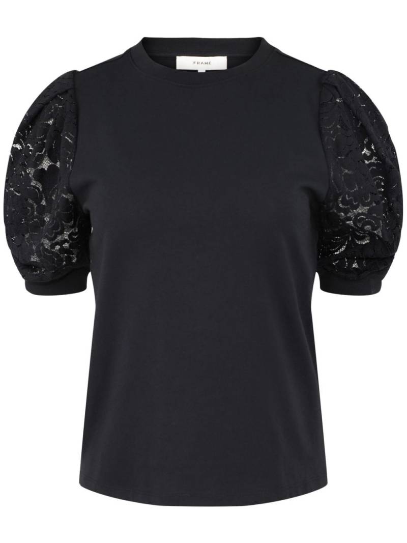 FRAME Frankie lace-panel T-shirt - Black von FRAME