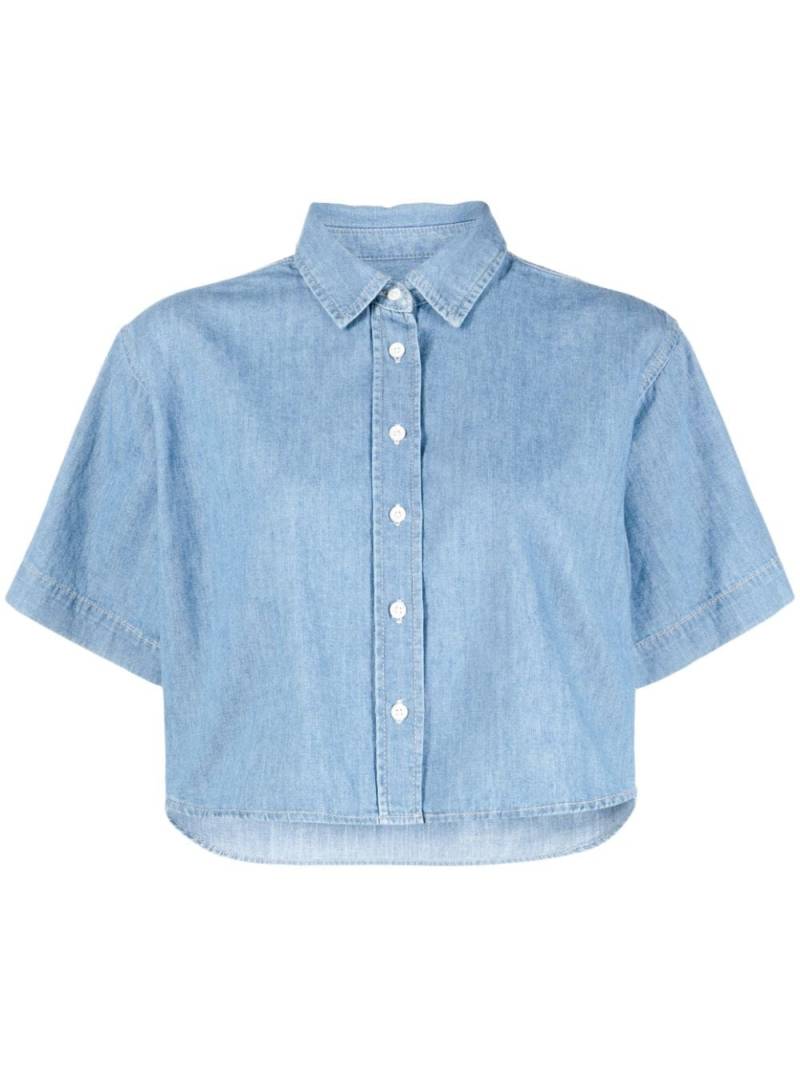 FRAME cropped cotton-linen shirt - Blue von FRAME