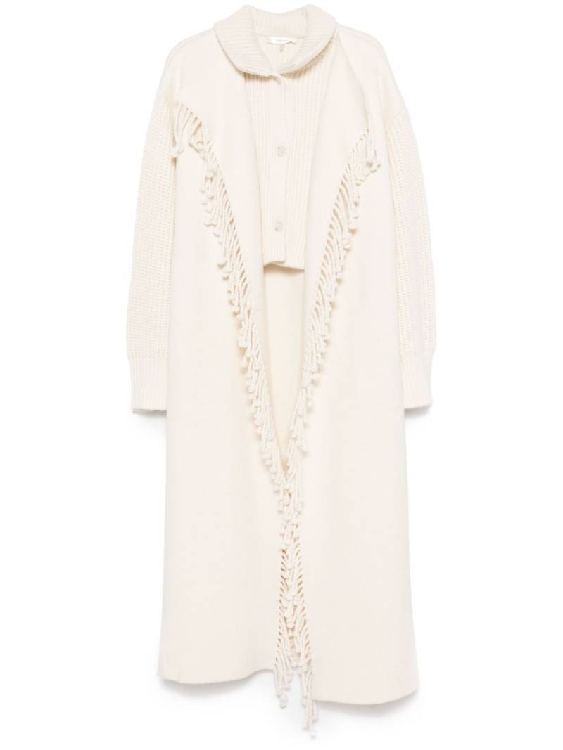 FRAME ribbed-detail fringe coat - Neutrals von FRAME