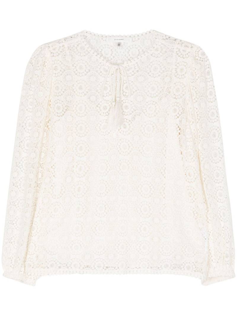 FRAME tassel-detail guipure-lace blouse - Neutrals von FRAME