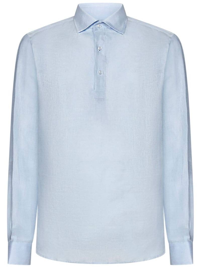 FRANZESE COLLECTION linen polo shirt - Blue von FRANZESE COLLECTION