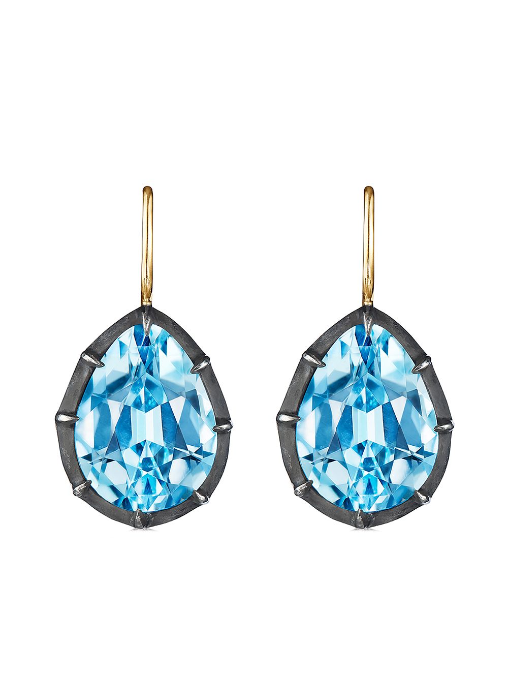 FRED LEIGHTON 18kt gold and silver Collet drop topaz earrings von FRED LEIGHTON