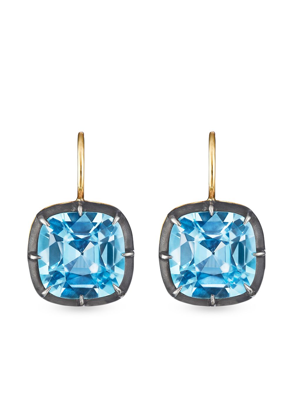 FRED LEIGHTON 18kt gold cushion topaz collet drop earrings von FRED LEIGHTON