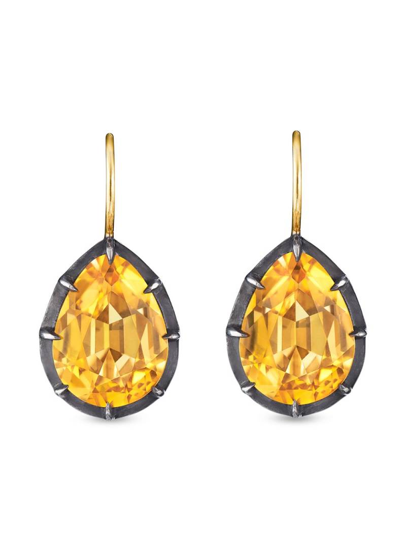 FRED LEIGHTON 18kt gold pear shape citrine collect drop earrings von FRED LEIGHTON