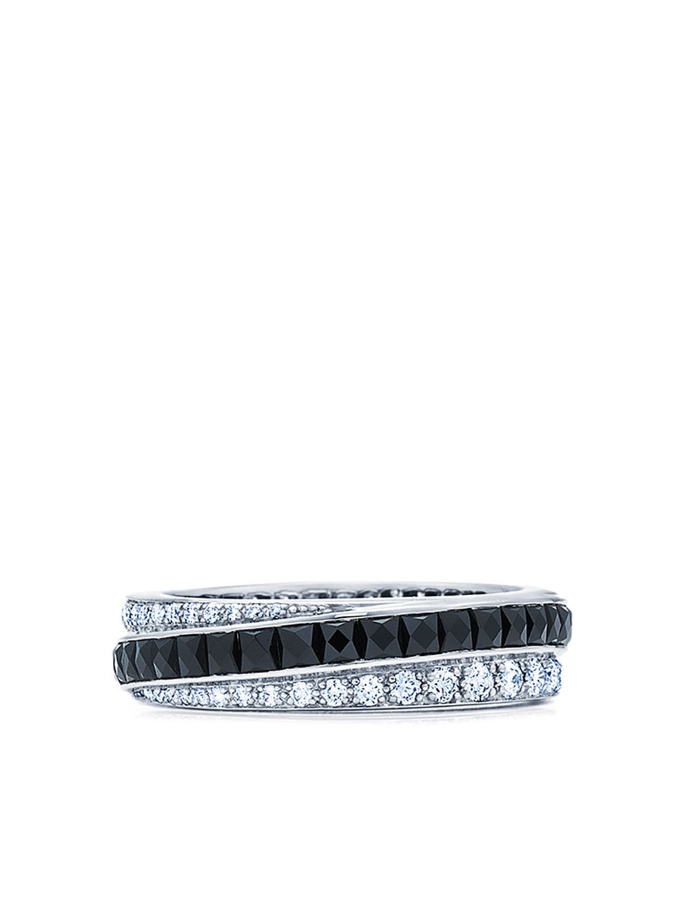 FRED LEIGHTON 18kt white gold onyx and diamond diagonal stripe eternity band ring - Silver von FRED LEIGHTON