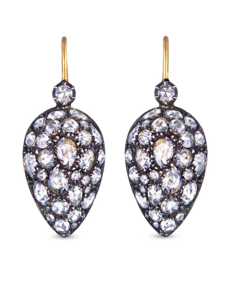 FRED LEIGHTON 18kt yellow gold diamond Bombe Inverted teardrop earrings von FRED LEIGHTON