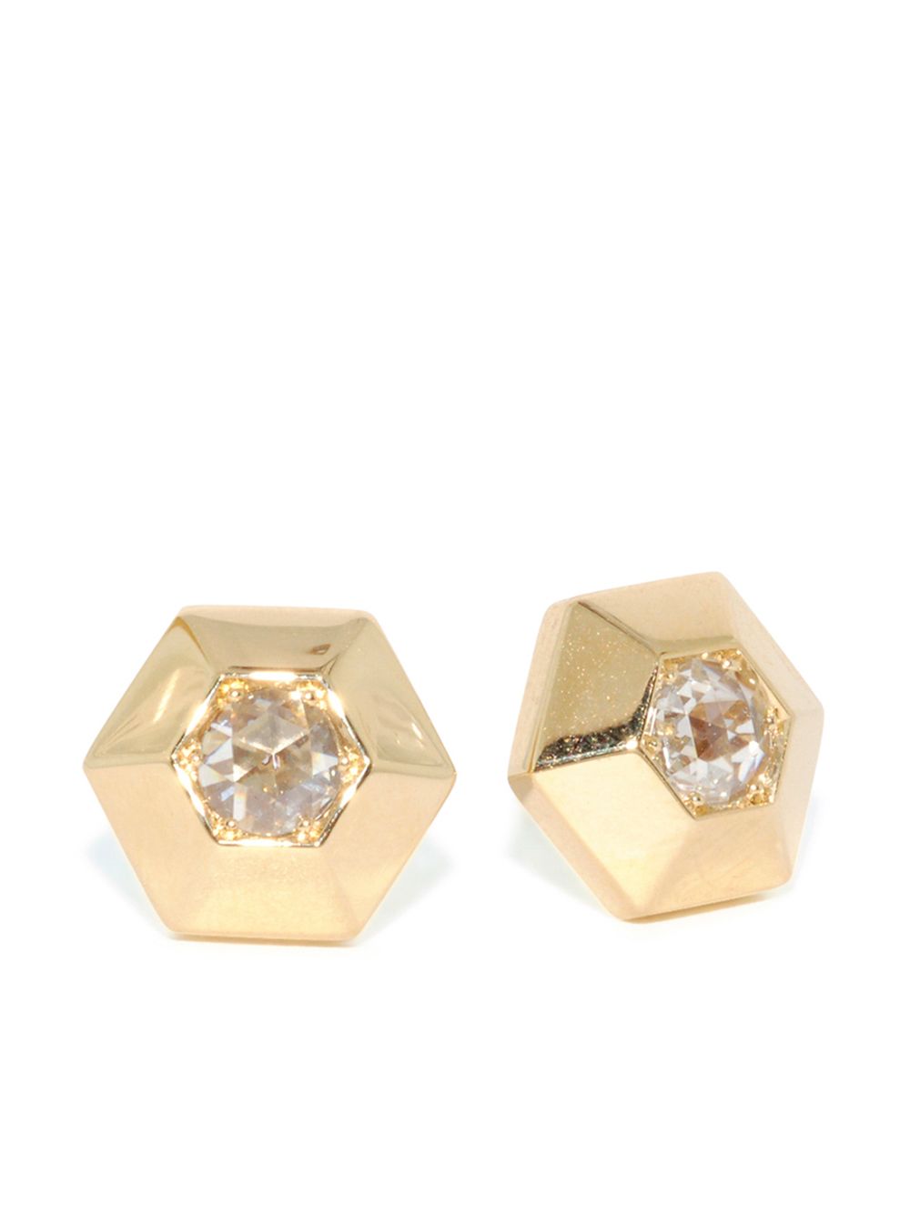 FRED LEIGHTON 18kt yellow gold diamond hexagonal stud earrings von FRED LEIGHTON