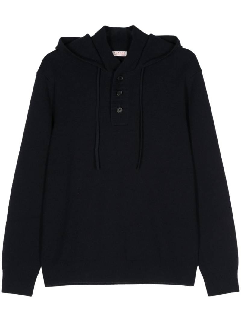 FURSAC buttoned knitted hoodie - Blue von FURSAC