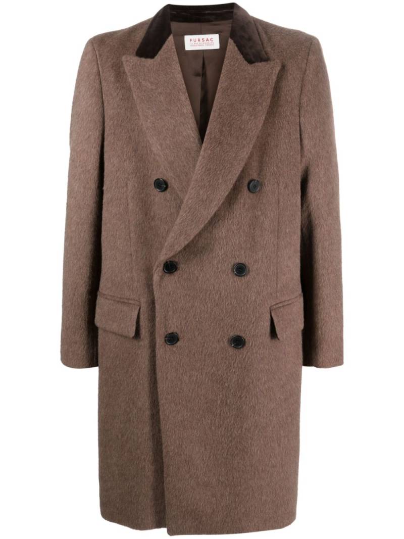 FURSAC double-breasted brushed coat - Brown von FURSAC