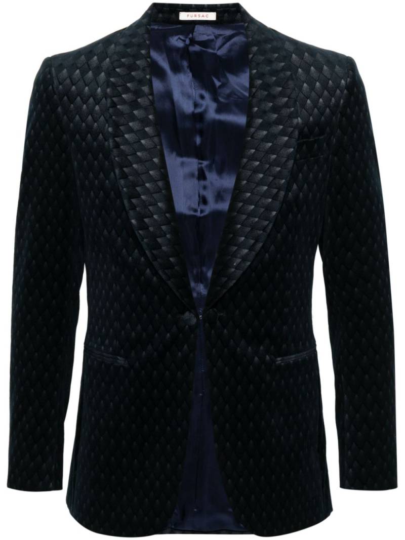 FURSAC geometric-jacquard velvet tuxedo jacket - Blue von FURSAC