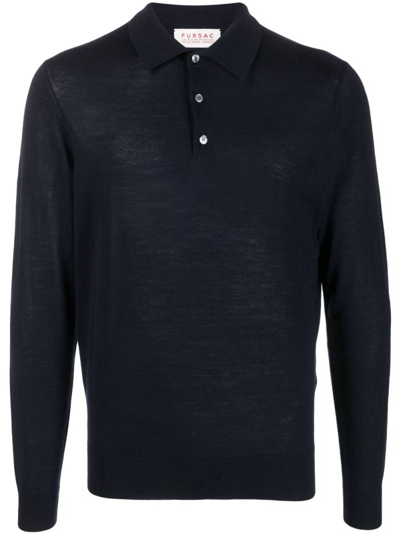 FURSAC long-sleeved wool polo shirt - Blue von FURSAC