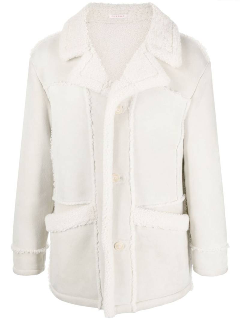 FURSAC notched-collar shearling coat - Neutrals von FURSAC