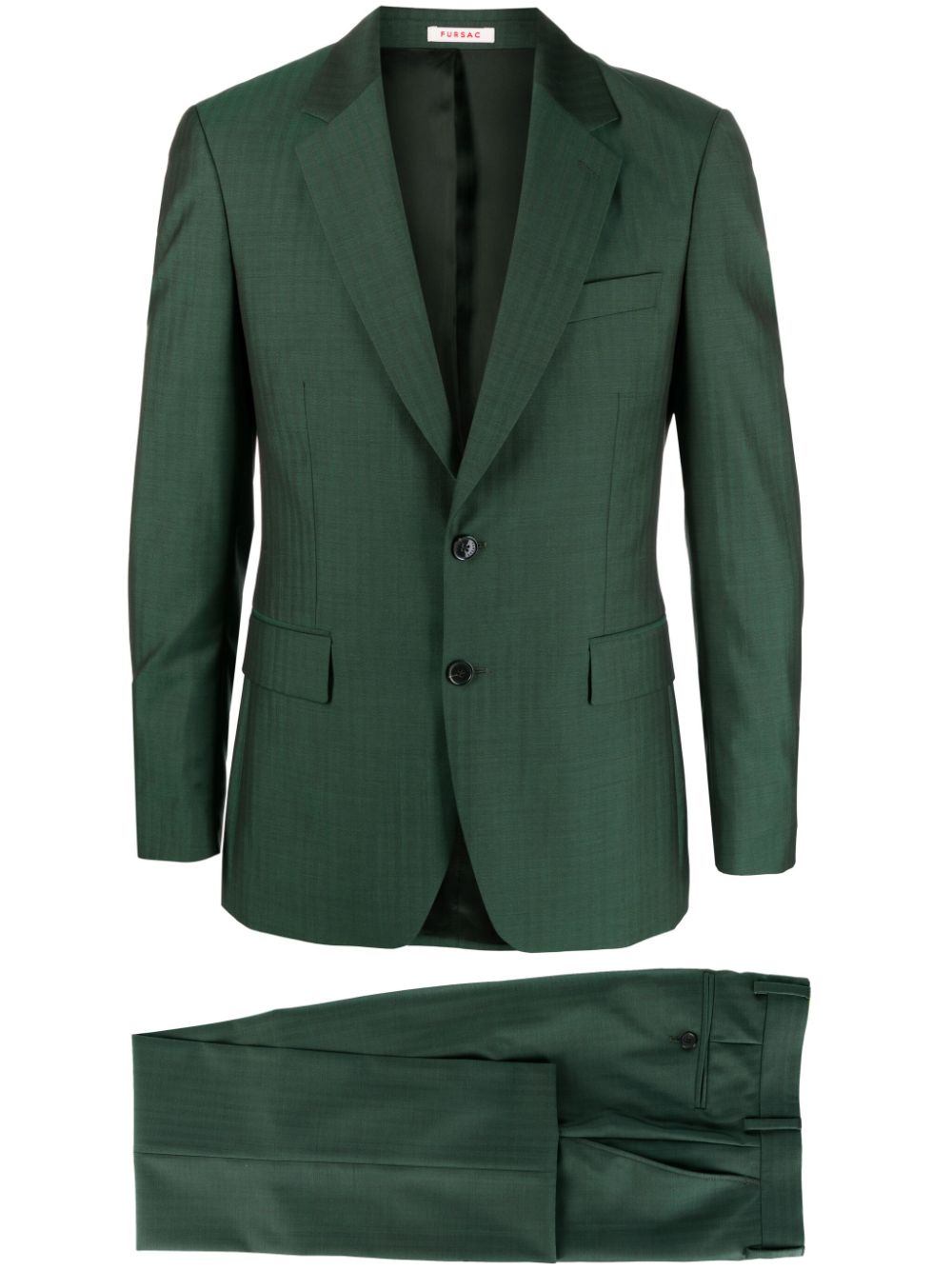 FURSAC tonal-striped single-breasted virgin wool suit - Green von FURSAC