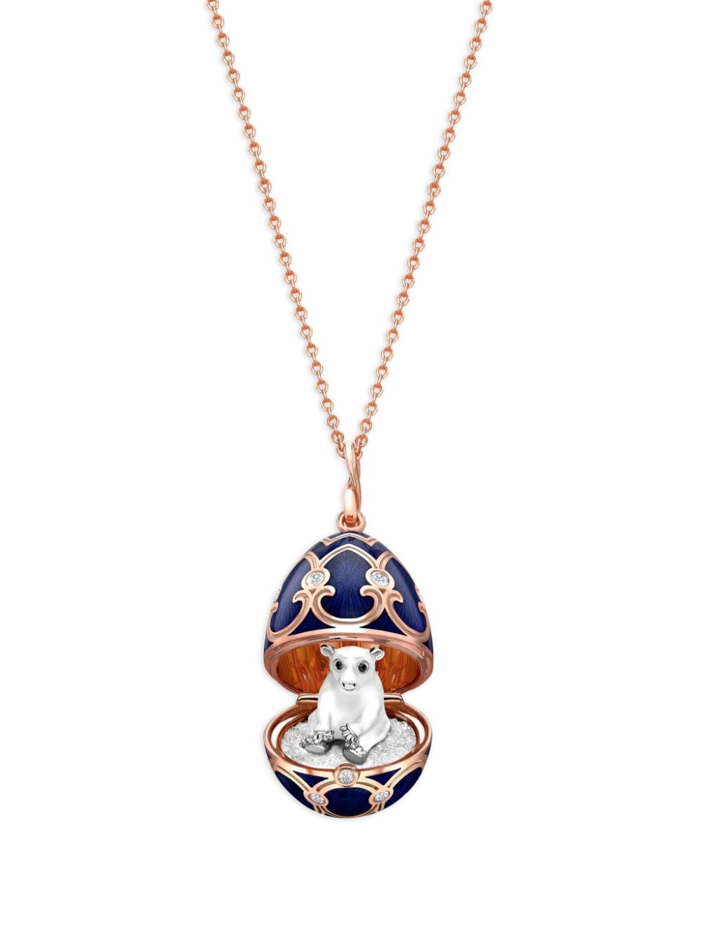 Fabergé 18kt gold Heritage Polar Bear Surprise Locket multi-stone pendant - Blue von Fabergé