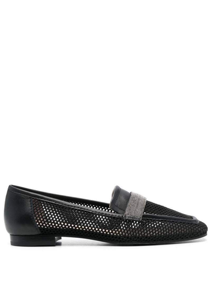 Fabiana Filippi 10mm mesh square-toe loafers - Black von Fabiana Filippi