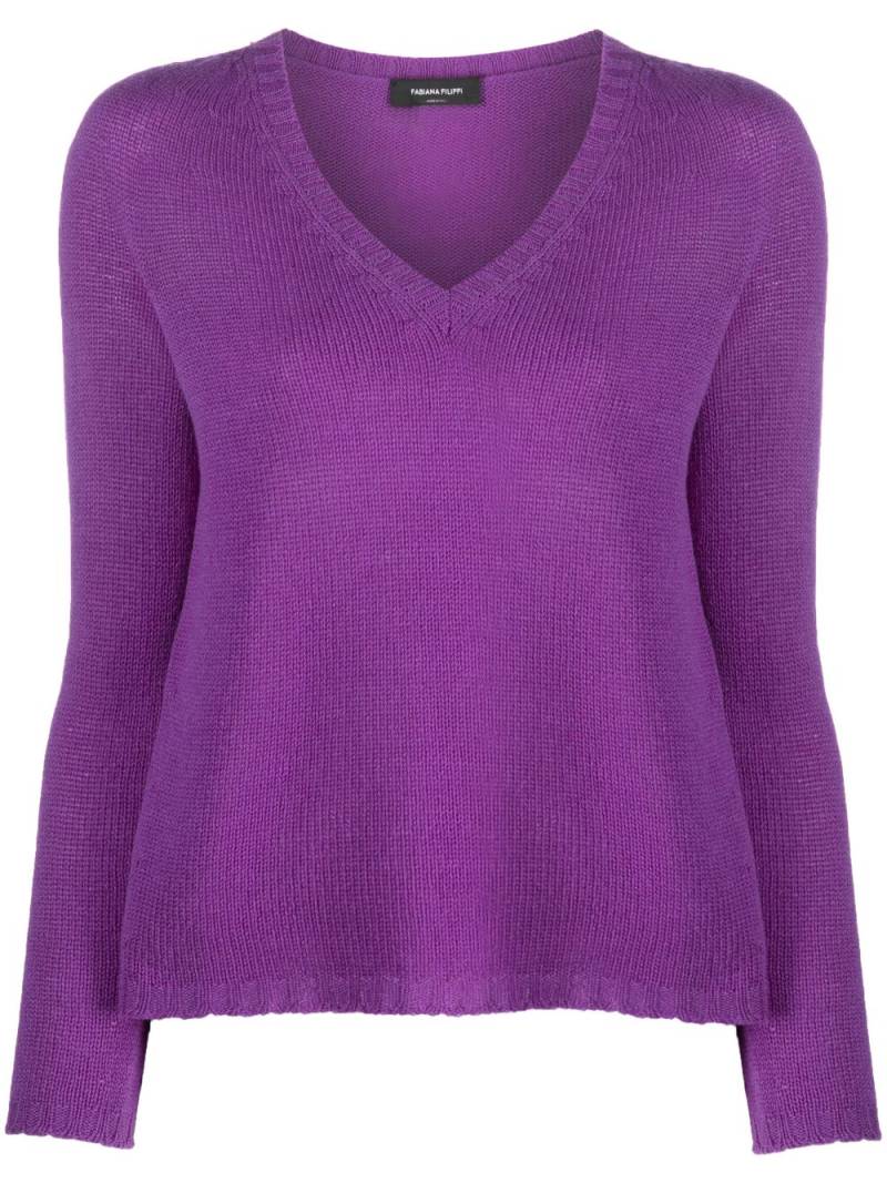 Fabiana Filippi V-neck cashmere knitted top - Purple von Fabiana Filippi