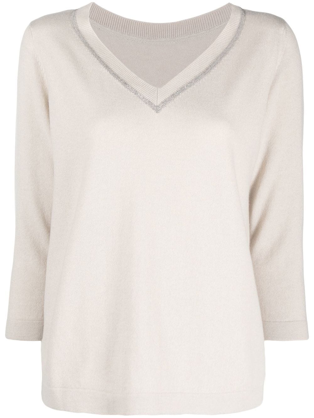 Fabiana Filippi V-neck metallic trim jumper - Neutrals von Fabiana Filippi