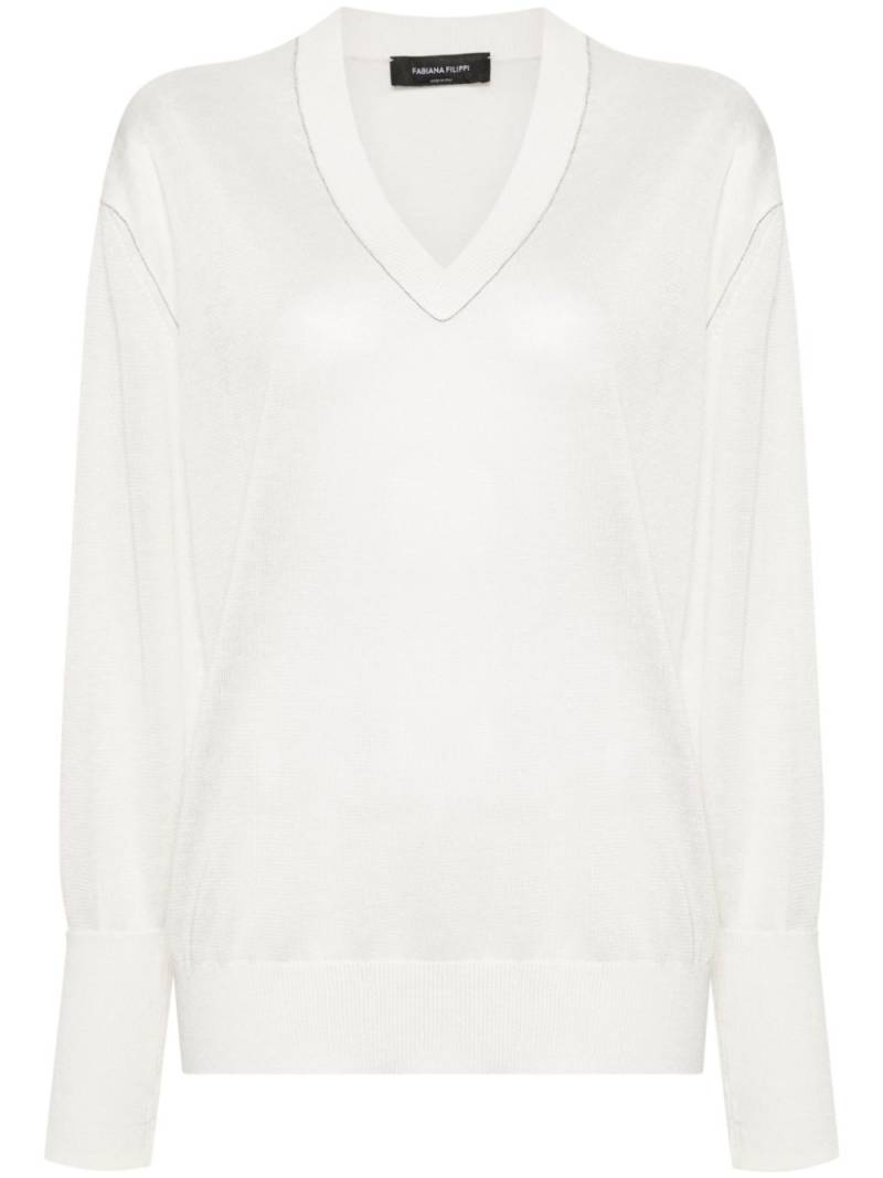 Fabiana Filippi bead-detailed fine-knit jumper - Neutrals von Fabiana Filippi