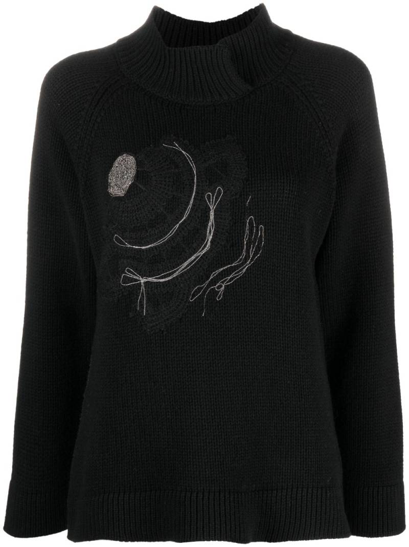 Fabiana Filippi bead-detailing mock-neck jumper - Black von Fabiana Filippi