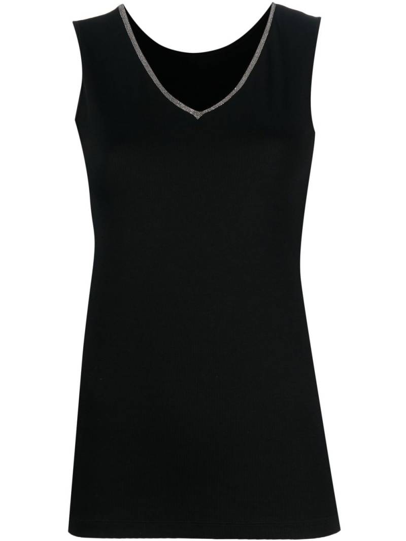 Fabiana Filippi bead-embellished V-neck tank top - Black von Fabiana Filippi