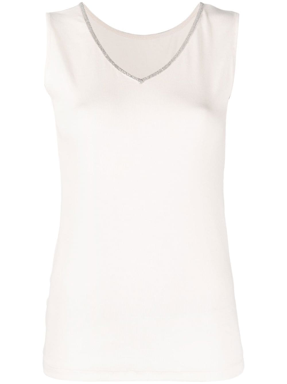 Fabiana Filippi bead-embellished V-neck tank top - Neutrals von Fabiana Filippi