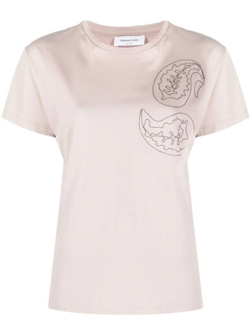 Fabiana Filippi bead-embellished cotton T-shirt - Pink von Fabiana Filippi