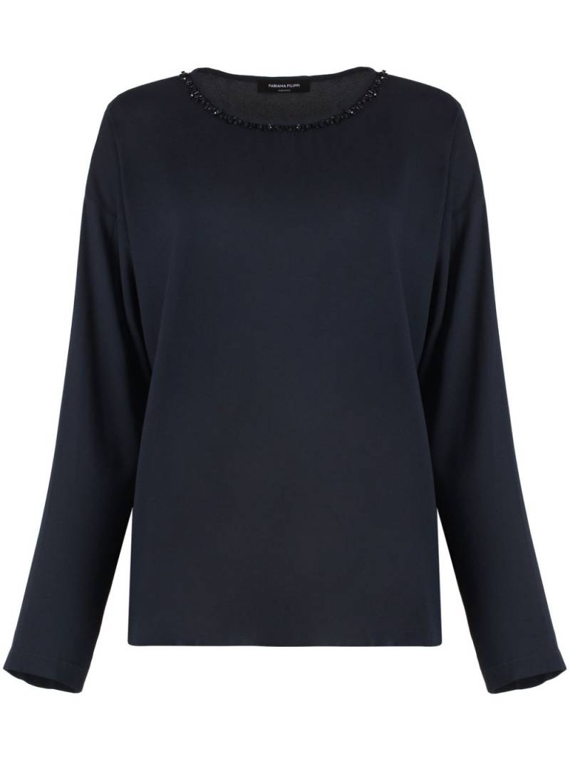 Fabiana Filippi bead-embroidered blouse - Blue von Fabiana Filippi