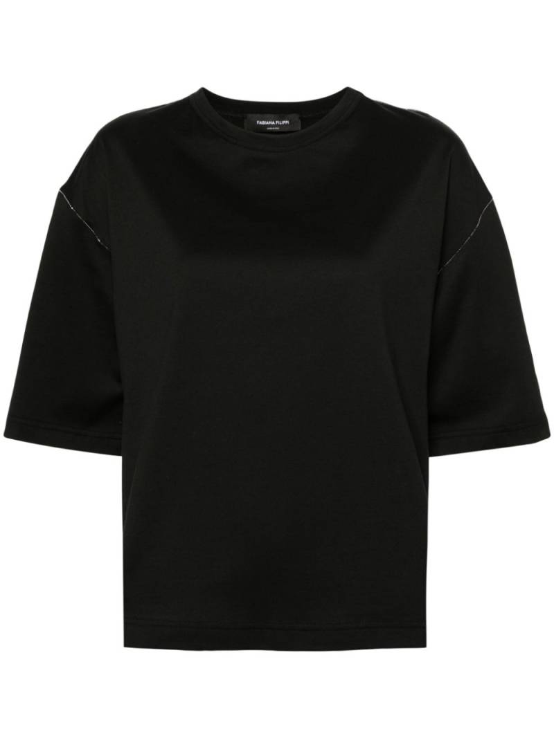 Fabiana Filippi beaded-trim cotton T-shirt - Black von Fabiana Filippi