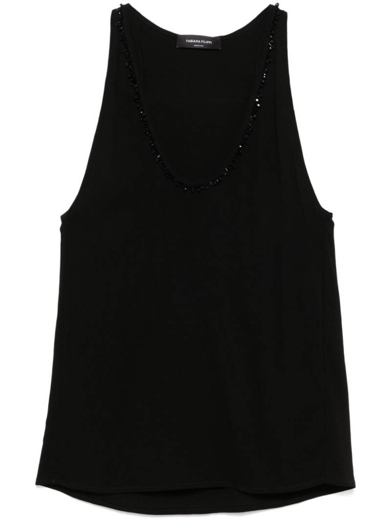 Fabiana Filippi beaded trim-detail tank top - Black von Fabiana Filippi