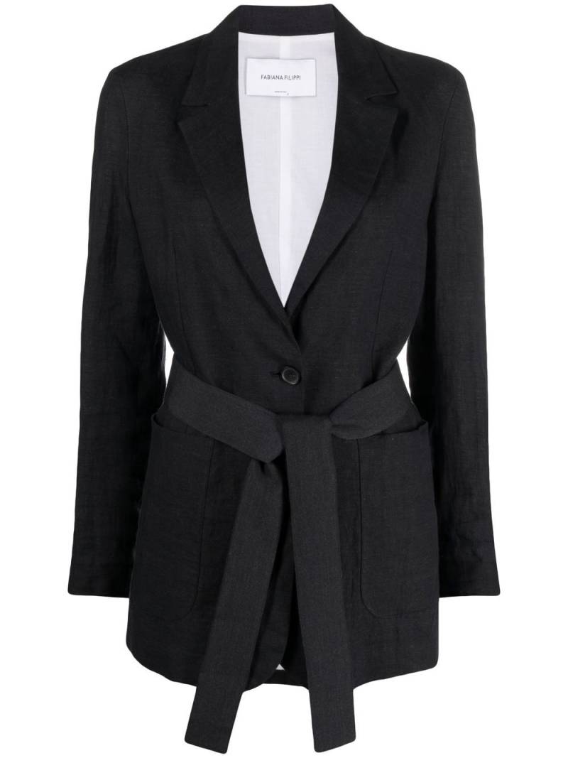 Fabiana Filippi belted linen blazer - Black von Fabiana Filippi