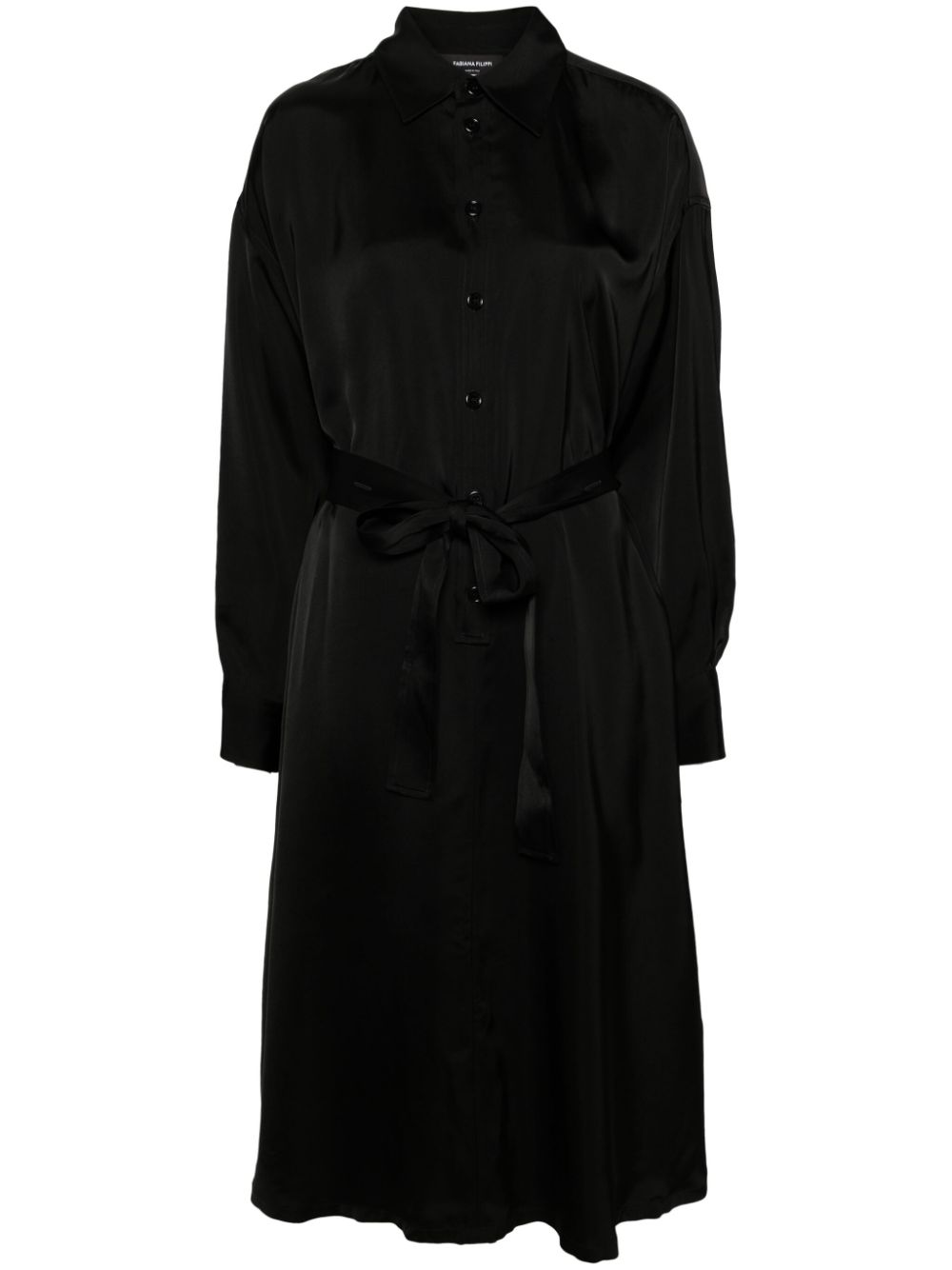 Fabiana Filippi belted satin shirtdress - Black von Fabiana Filippi