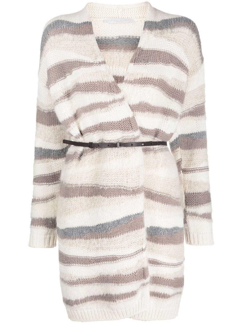 Fabiana Filippi belted waist striped cardigan - White von Fabiana Filippi